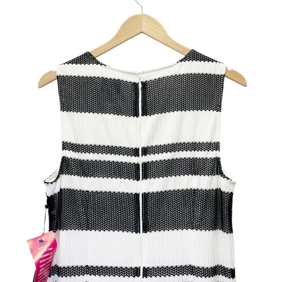 NWT Adrianna Papell Kang Kang Striped Trumpet Midi Dress Black & White Size 14 - Picture 6 of 15